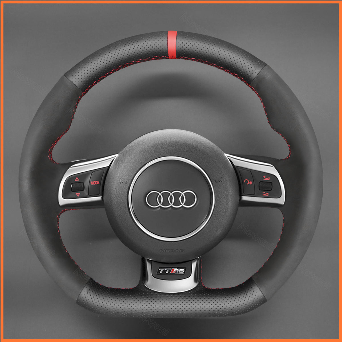 MEWANT steering wheel cover for Audi TT RS (8J) Coupe / Cabriolet 2009-2014 / R8 (42) Coupe / R8 Cabriolet 2010-2015 / RS 6 (C6) Saloon / RS 6 Avant 2008-2010