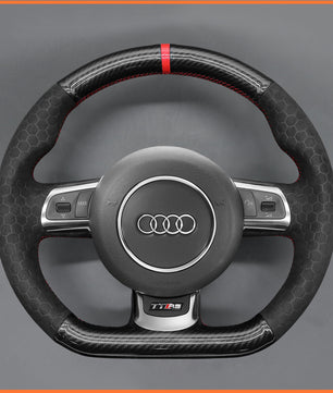 MEWANT steering wheel cover for Audi TT RS (8J) Coupe / Cabriolet 2009-2014 / R8 (42) Coupe / R8 Cabriolet 2010-2015 / RS 6 (C6) Saloon / RS 6 Avant 2008-2010