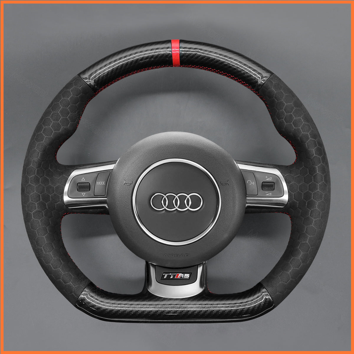 MEWANT steering wheel cover for Audi TT RS (8J) Coupe / Cabriolet 2009-2014 / R8 (42) Coupe / R8 Cabriolet 2010-2015 / RS 6 (C6) Saloon / RS 6 Avant 2008-2010