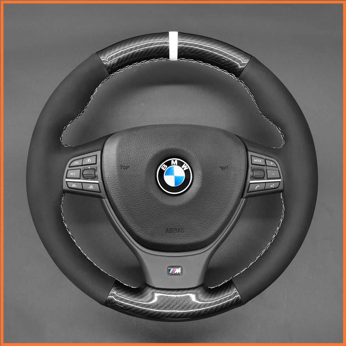 MEWANT steering wheel cover for BMW 5 Series F10 F11 F07 6 Series F12 F13 F06 2011-2017 / 7 Series F01 F02 2008-2015