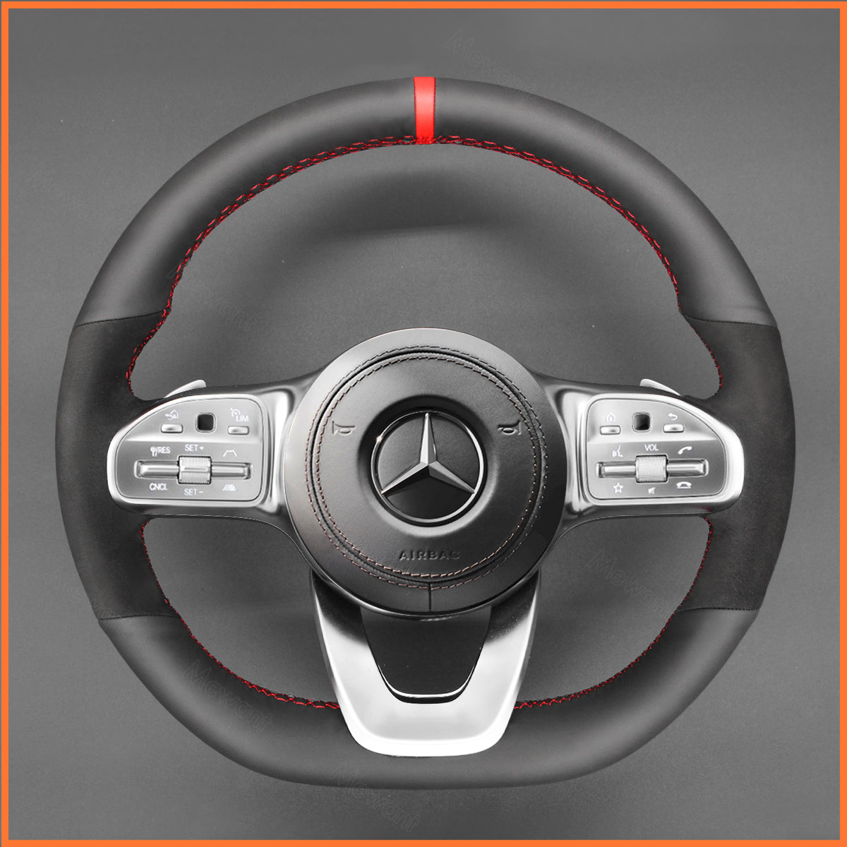 MEWANT Steering Wheel Cover for Mercedes-Benz AMG-Line AMG-Sport / A-Class (W177/V177) / B-Class (W247) / C-Class (C205/A205) 2018-2023