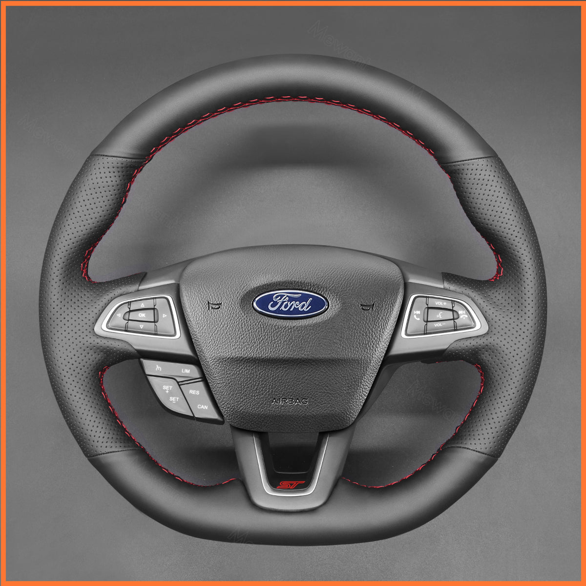 MEWANT steering wheel cover for Ford Focus ST-Line / Focus ST / Focus RS / Ecosport ST-Line / Kuga ST-Line