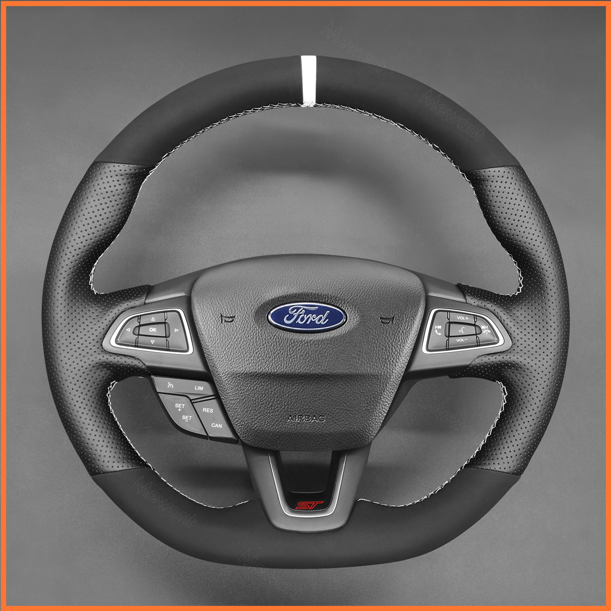 MEWANT steering wheel cover for Ford Focus ST-Line / Focus ST / Focus RS / Ecosport ST-Line / Kuga ST-Line