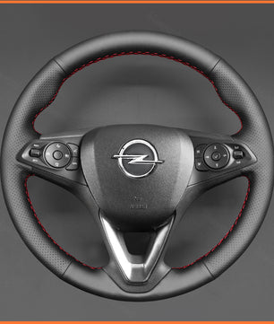 MEWANT Lenkradbezug für Opel Astra (K) / Corsa (E) / Crossland X/Grandland X/Insignia (CT) B/Karl/Zafira (C) Lenkradhülle aus Kunstleder Mikrofaser Leder per Hand Nähen