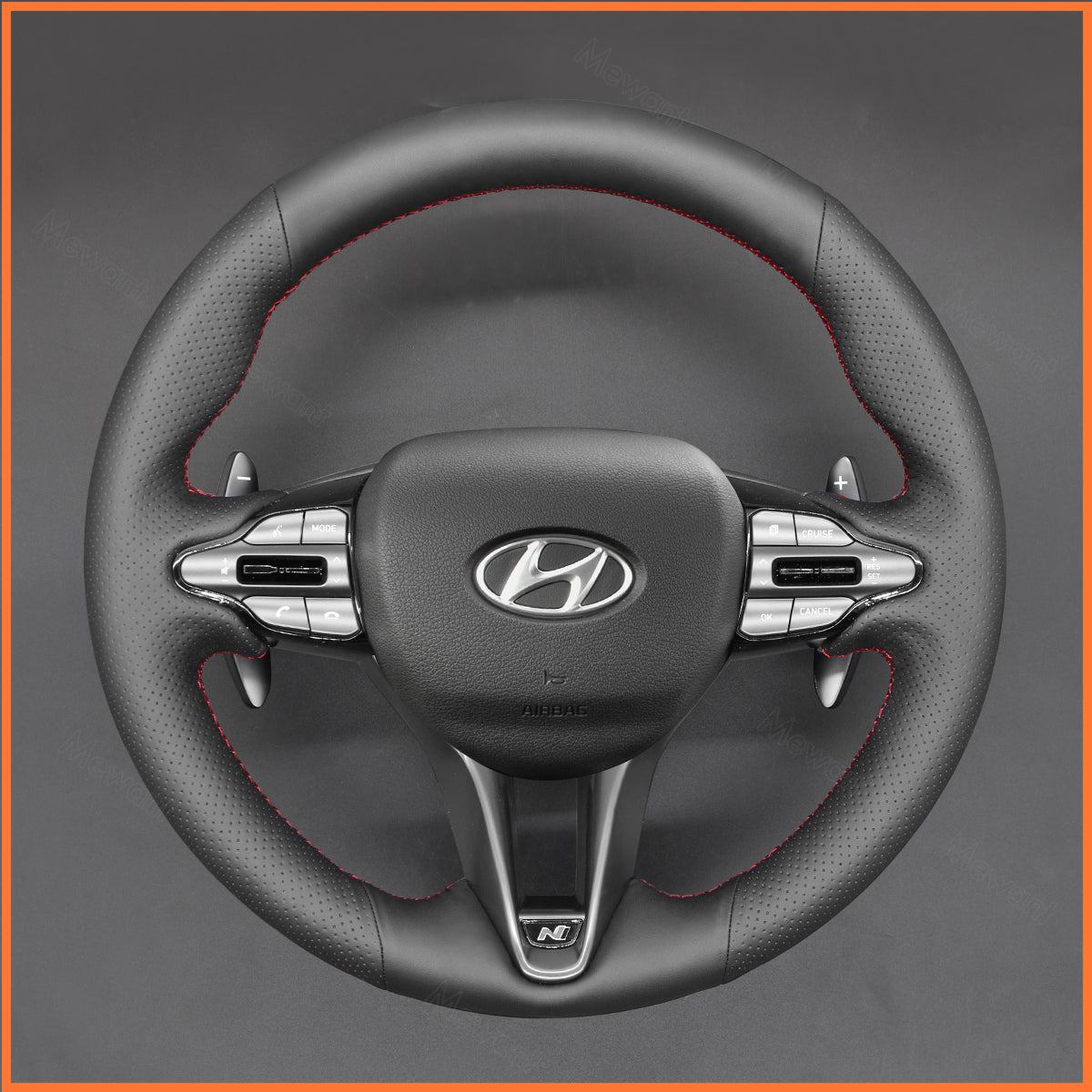 MEWANT Steering Wheel Cover for Hyundai Elantra (N Line) 2021-2024 / Elantra N 2022-2023 / Kona N 2022-2023 / Veloster N 2019-2022