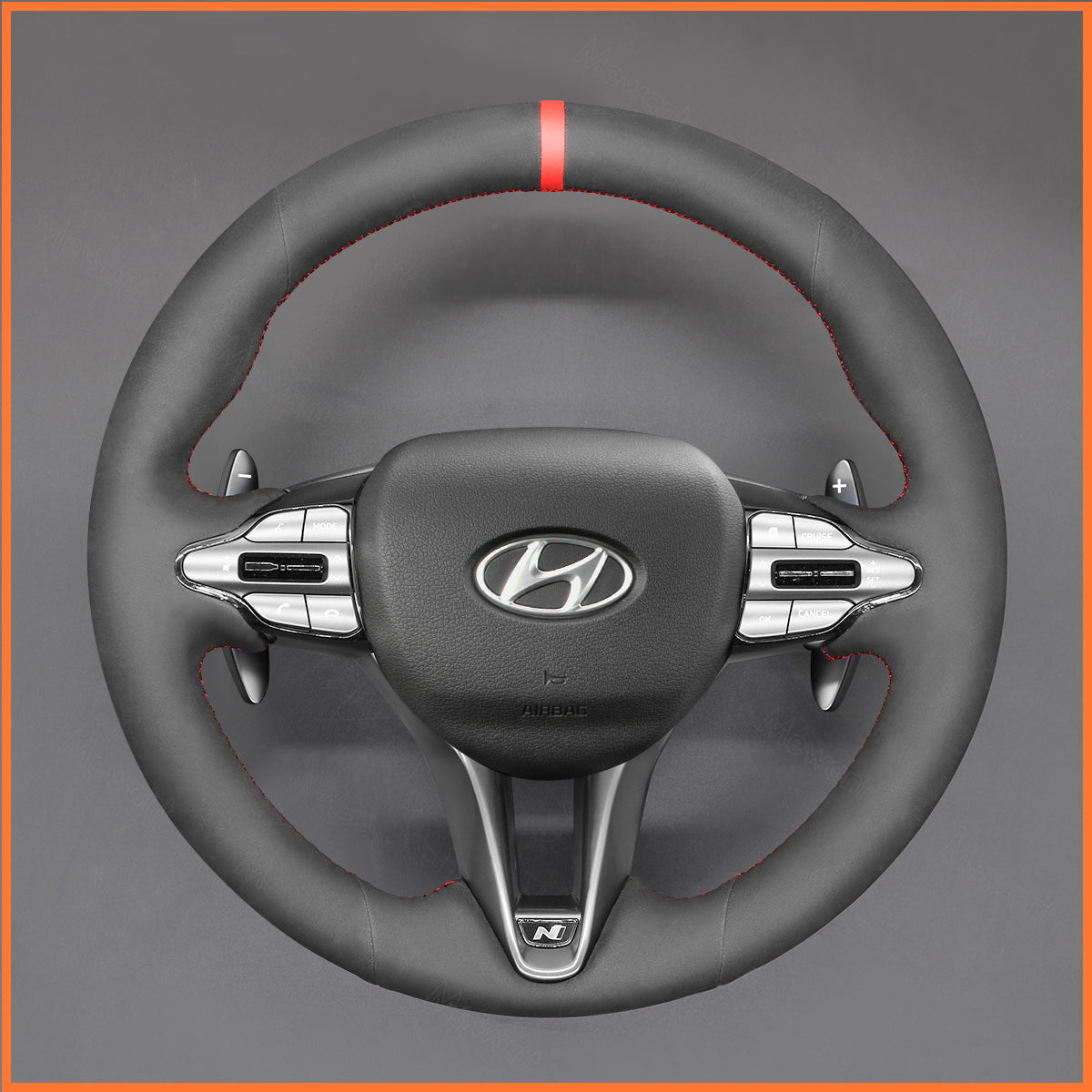 MEWANT steering wheel cover for Hyundai i20 N 2021-2023 / i20 N Line 2021-2023 / i30 N 2017-2023 / i30 N Line 2017-2023 / Kona N 2021-2023