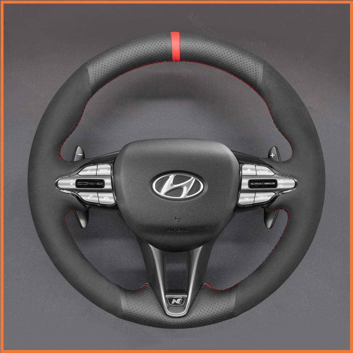 MEWANT Steering Wheel Cover for Hyundai Elantra (N Line) 2021-2024 / Elantra N 2022-2023 / Kona N 2022-2023 / Veloster N 2019-2022