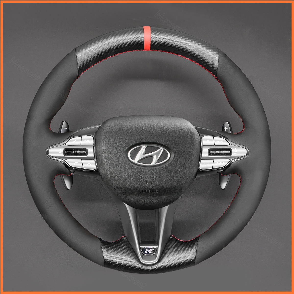 MEWANT Steering Wheel Cover for Hyundai Elantra (N Line) 2021-2024 / Elantra N 2022-2023 / Kona N 2022-2023 / Veloster N 2019-2022