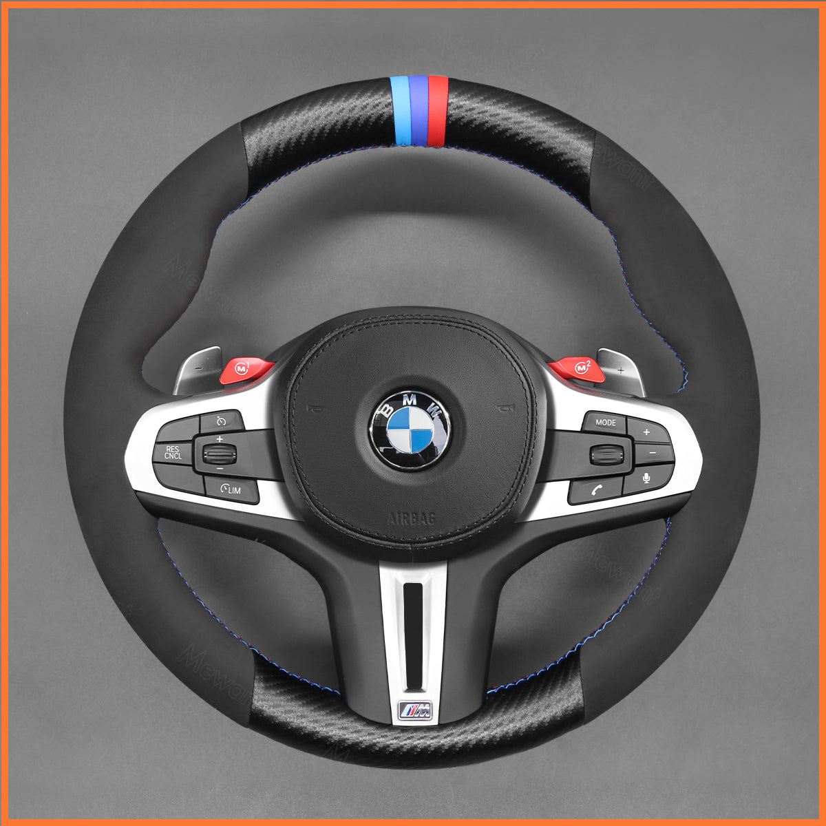 MEWANT steering wheel cover for BMW M2 G87 M3 G80 G81 M4 G82 G83 M5 F90 F91 F92 F93 X3 X4 X5
