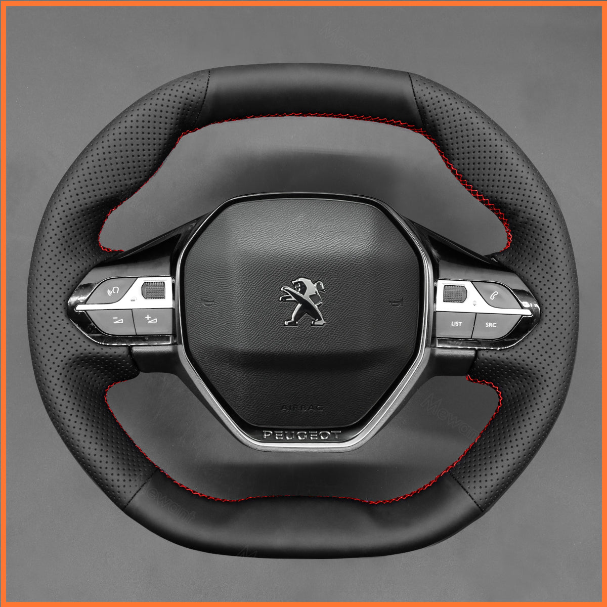 MEWANT Steering Wheel Cover for Peugeot 208 308 (SW) 2008 3008 508 508 SW5008 Partner Rifter Hand Sewing Steering Wheel Cover