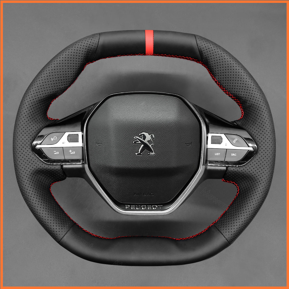 MEWANT Steering Wheel Cover for Peugeot 208 308 (SW) 2008 3008 508 508 SW5008 Partner Rifter Hand Sewing Steering Wheel Cover