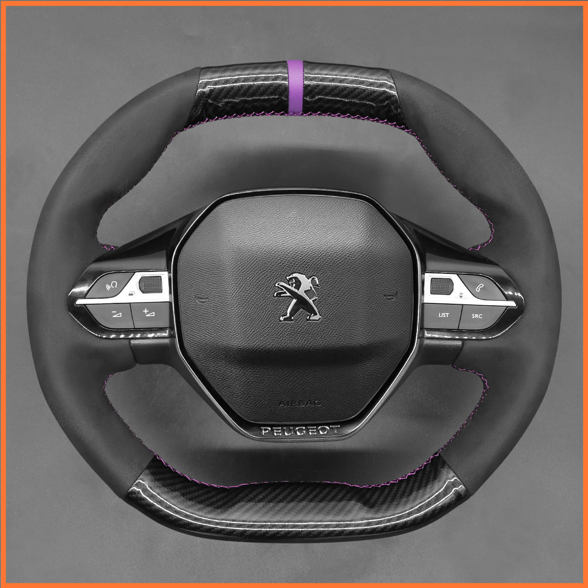 MEWANT Lenkradbezug für Peugeot 208  308 (SW) 2008 2019-2022 /3008 2016-2022 / 508 2018-2022 /5008 2017-2022 / Rifter 2018-2022