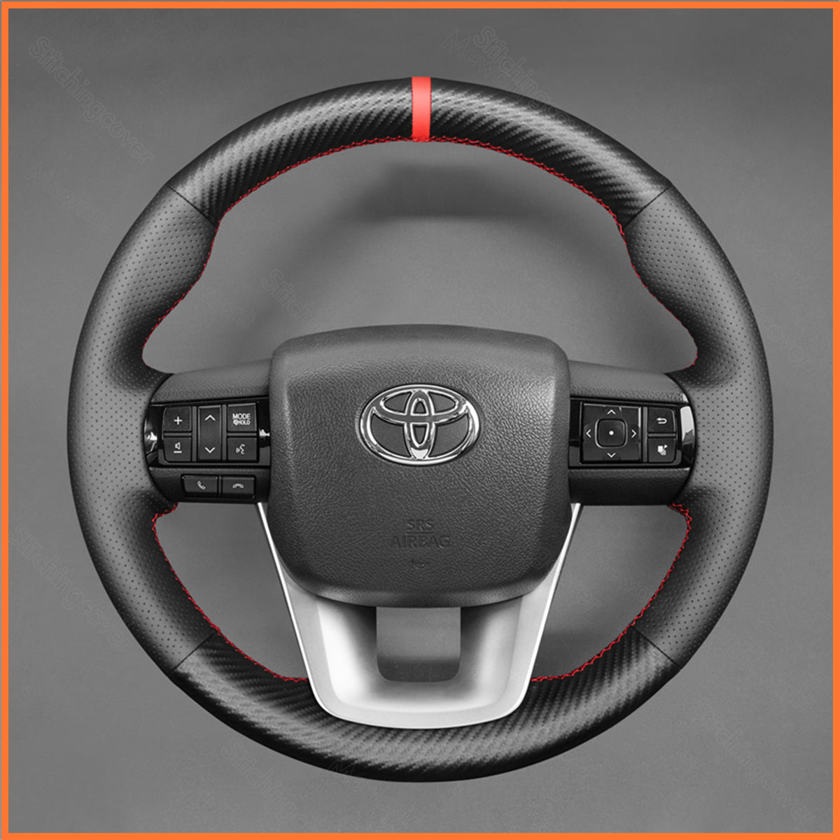MEWANT Steering Wheel Cover for Toyota Hilux 2015-2024 / Fortuner II 2015-2021 / Land Cruiser 70 Series (J76/J78) 2022-2024