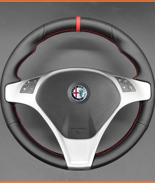 MEWANT Lenkradbezug für Alfa Romeo Giulietta 2010-2014 / MiTo 2008-2015 per Hand Nähen Mikrofaserleder Lenkradschoner