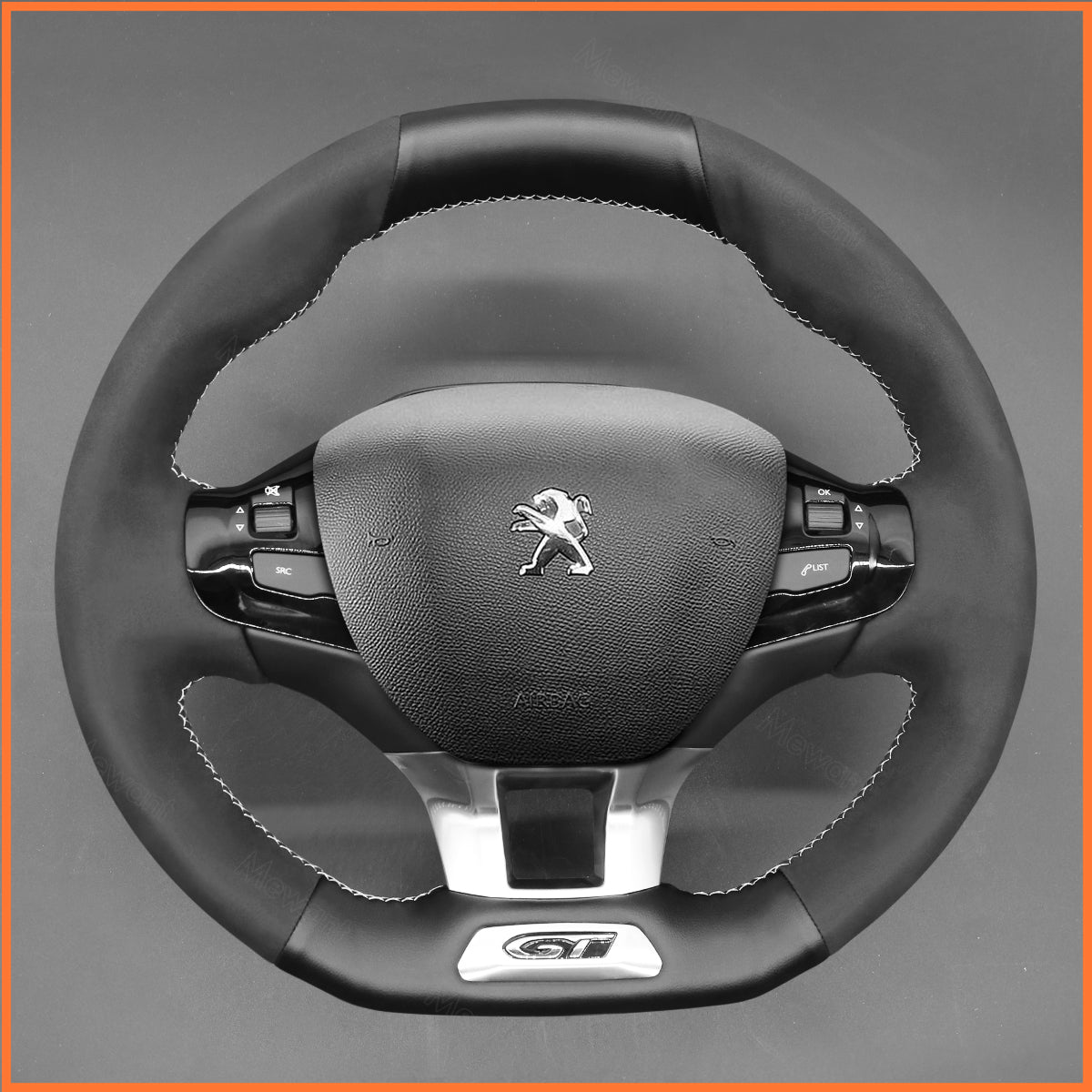 MEWANT Lenkradbezug für Peugeot 208 (GTi/GT Line/GT) / 308 (GT/GTi/GT Line) / 308 SW (GT/GT Line) / 2008 (GT Line) 2015-2019