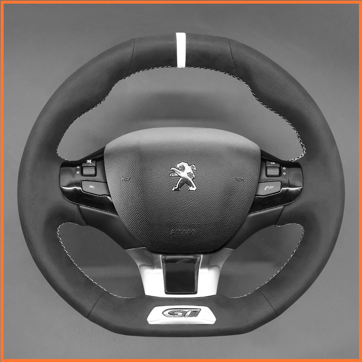 MEWANT Lenkradbezug für Peugeot 208 (GTi/GT Line/GT) 2013-2019 / 308 (GT/GTi/GT Line) 2014-2021 / 308 SW (GT/GT Line) 2015-2021 / 2008 (GT Line) 2015-2019