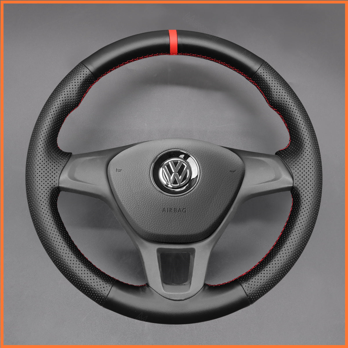 MEWANT Steering Wheel Cover for VW Amarok / T6 California / T6 Caravelle / T6 Kombi / T6 Multivan / T6 Transporter by Hand Sewing Steering Wheel Cover