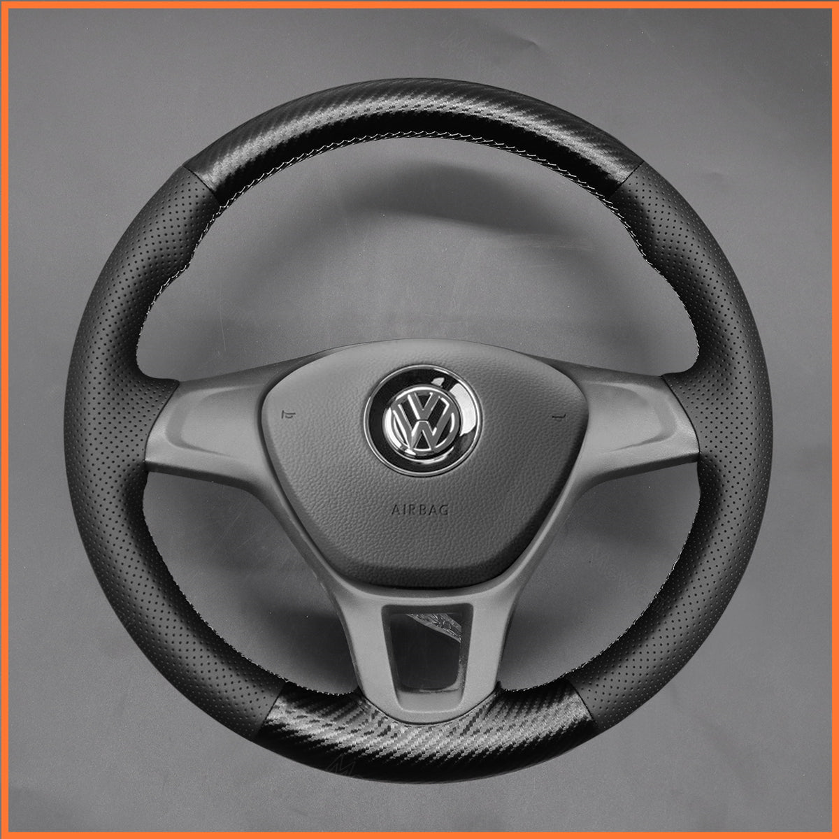 MEWANT Lenkradbezug für VW Amarok / T6 California / T6 Caravelle / T6 Kombi / T6 Multivan / T6 Transporter per Hand Nähen Lenkradschoner