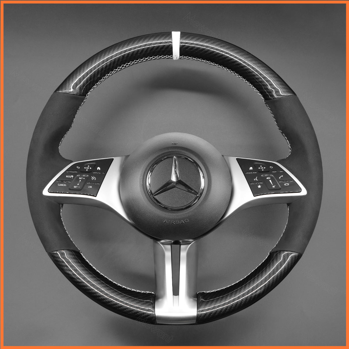 MEWANT Steering Wheel Cover for Mercedes-Benz (W177/V177) (W247) (W206) CLA-Class (C118) 2023-2024 EQA (H243) 2024 EQB (X243) 2024 EQE (V295) EQV W447 GLA-Class H247 GLB-Class X247 GLC-Class X254 V-Class (W447)