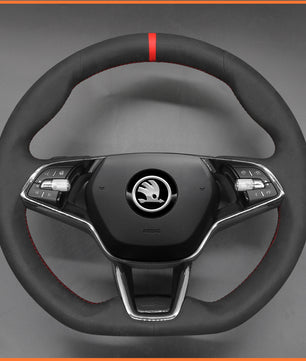 MEWANT Steering Wheel Cover for Skoda Octavia VRS RS 2021-2023 Skoda Fabia 2021-2023