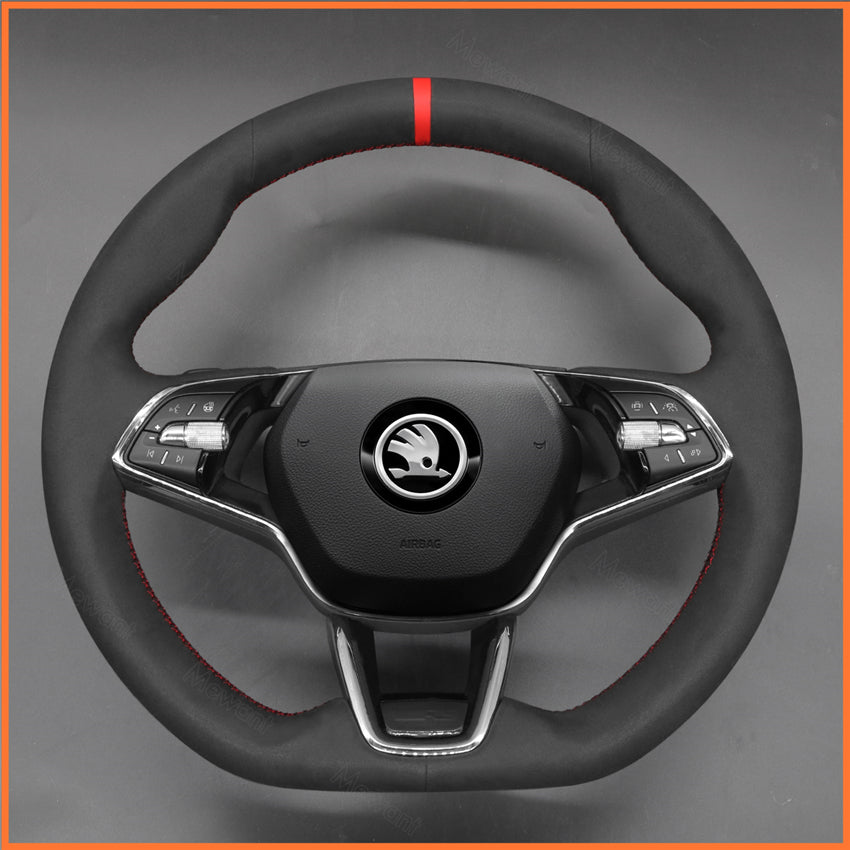 MEWANT Steering Wheel Cover for Skoda Octavia VRS RS 2021-2023 Skoda Fabia 2021-2023