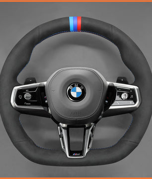 MEWANT Steering Wheel Cover for BMW (M Sport) 5 Series G60 / G61 (Touring) / 7 Series G70 2022-2024 / i5 G60 G61 i7 G70 2022-2024