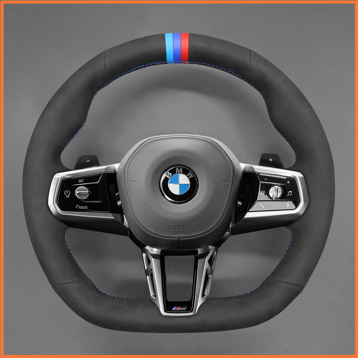 MEWANT Steering Wheel Cover for BMW (M Sport) 5 Series G60 / G61 (Touring) / 7 Series G70 2022-2024 / i5 G60 G61 i7 G70 2022-2024