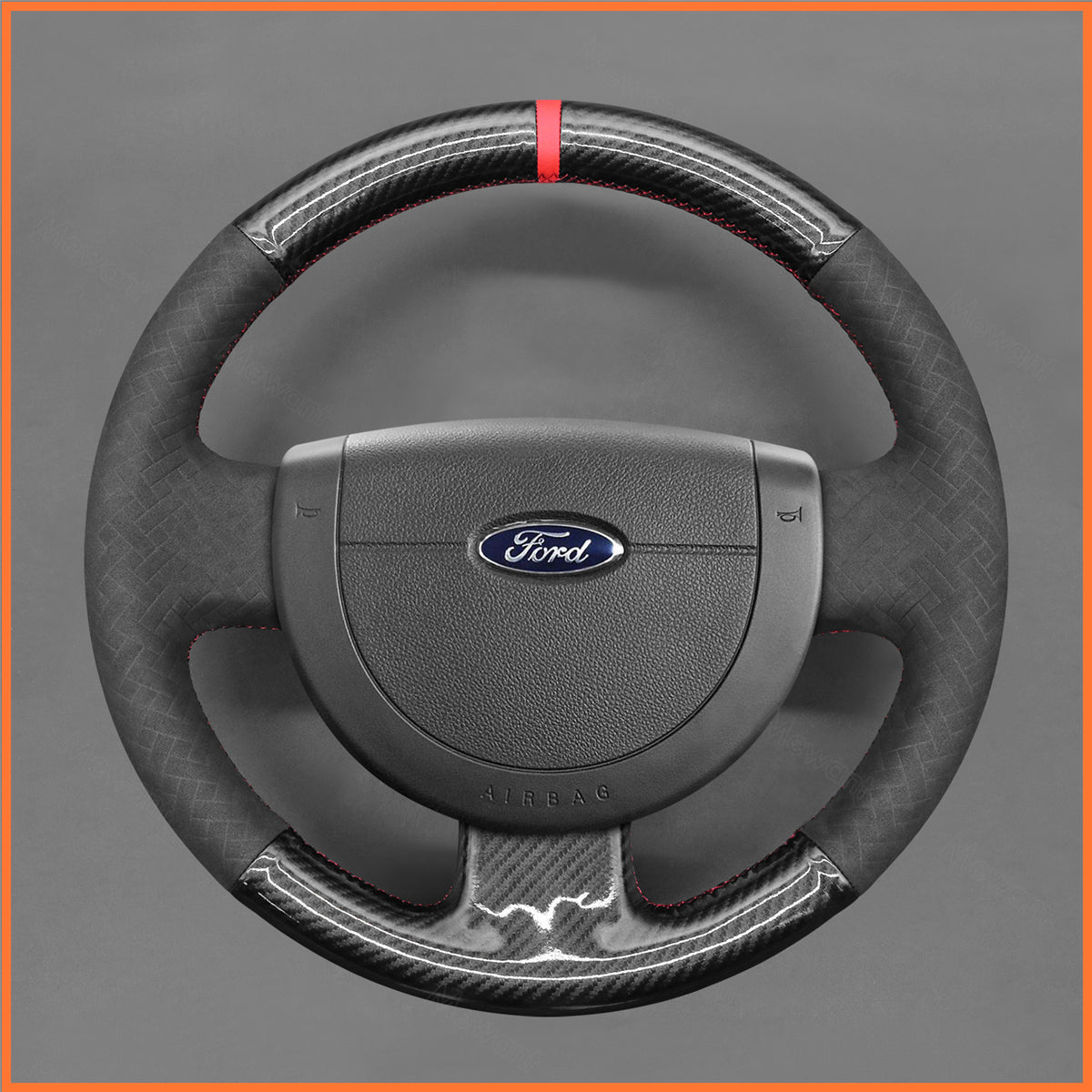 MEWANT Steering Wheel Cover for Fiesta MK6 2002-2008 Fusion 2002-2012 Transit Connect 2002-2013