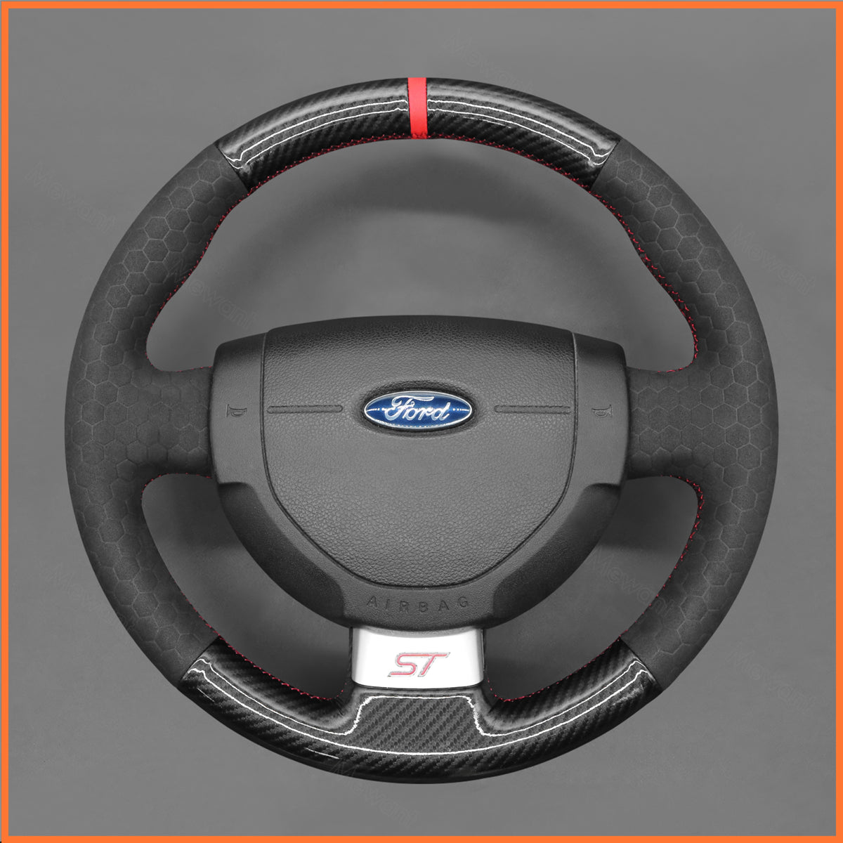 MEWANT Steering Wheel Cover for Fiesta MK6 ST RS 2002-2008 Fusion 2002-2012 Transit Connect 2002-2013