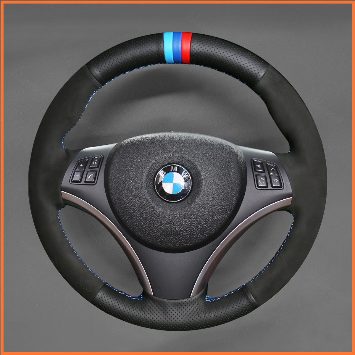 MEWANT steering wheel cover for BMW E87 E81 E82 E88 E82 E90 E91 E92 E93