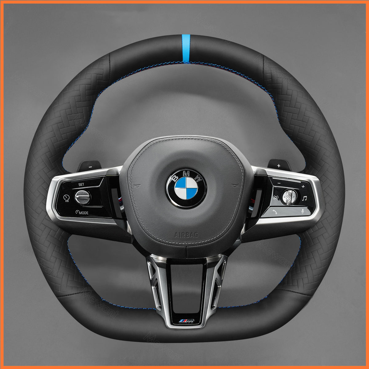 MEWANT Steering Wheel Cover for BMW (M Sport) 5 Series G60 (Sedan) / G61 (Touring) 7 Series G70 i5 G60 (Sedan) / G61 (Touring) i7 G70