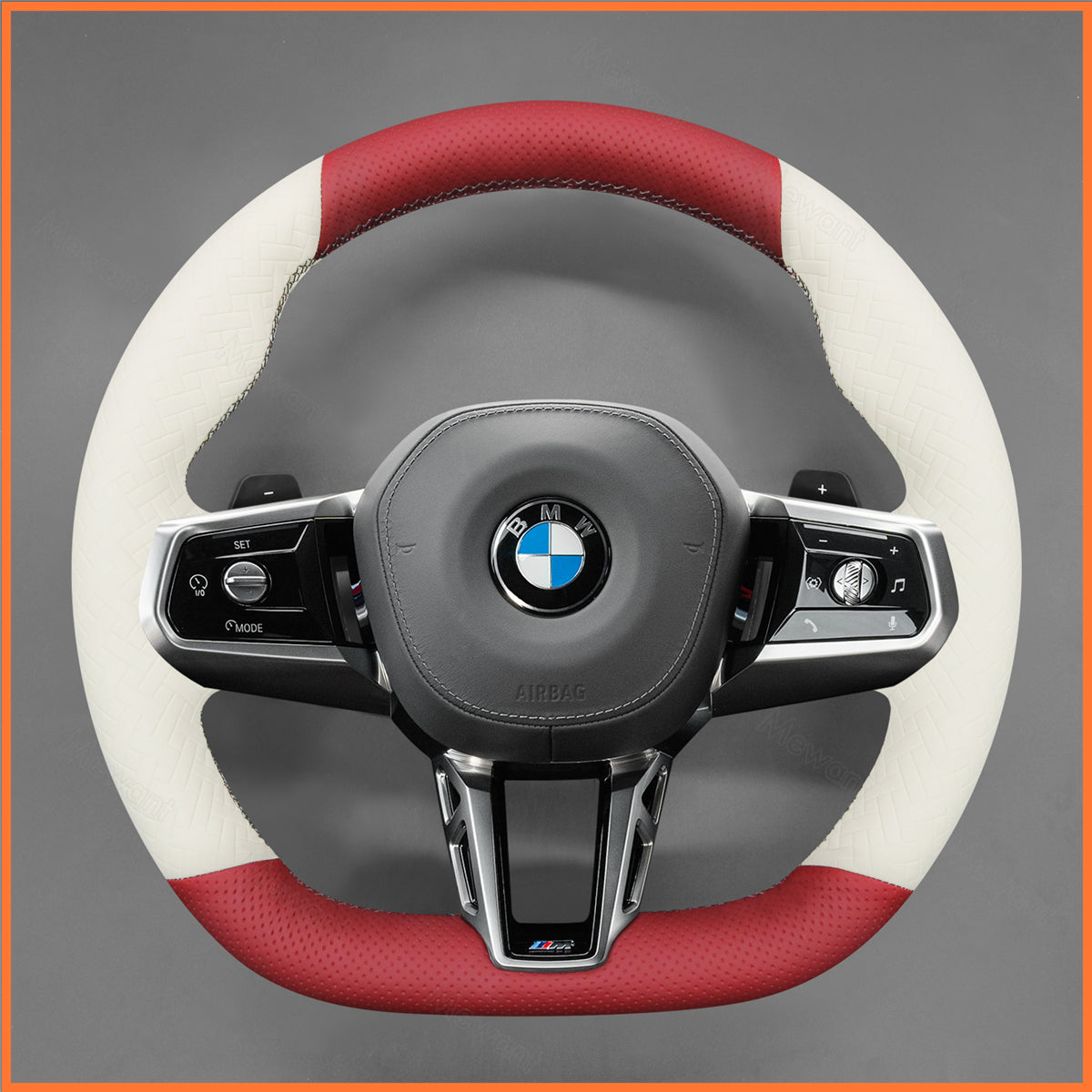 MEWANT Steering Wheel Cover for BMW (M Sport) 5 Series G60 (Sedan) / G61 (Touring) 7 Series G70 i5 G60 (Sedan) / G61 (Touring) i7 G70