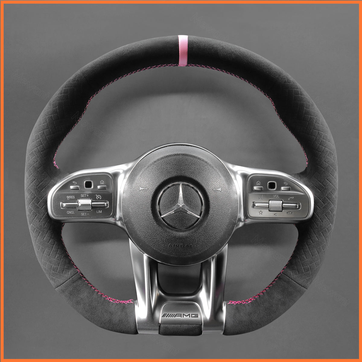 MEWANT Steering Wheel Cover for Benz AMG A35 A45 C43 C63 C43 CLA35 CLA45 CLS53 E53 E63 GLA45 GLE53