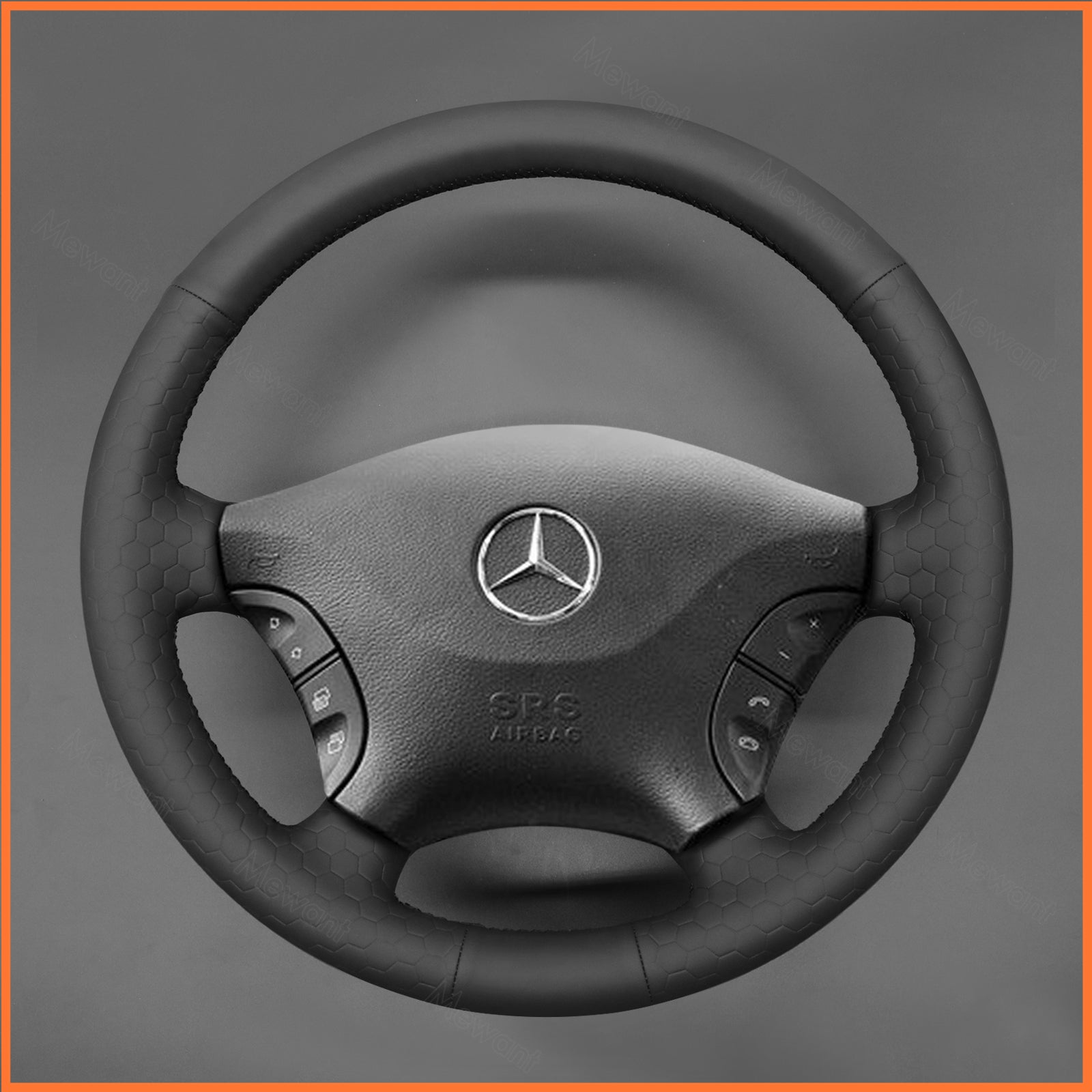 MEWANT Steering Wheel Cover for Benz W639 Viano Vito Hand Sewing Black Artificial Leather Microfiber Leather Car Steering Wheel Cover