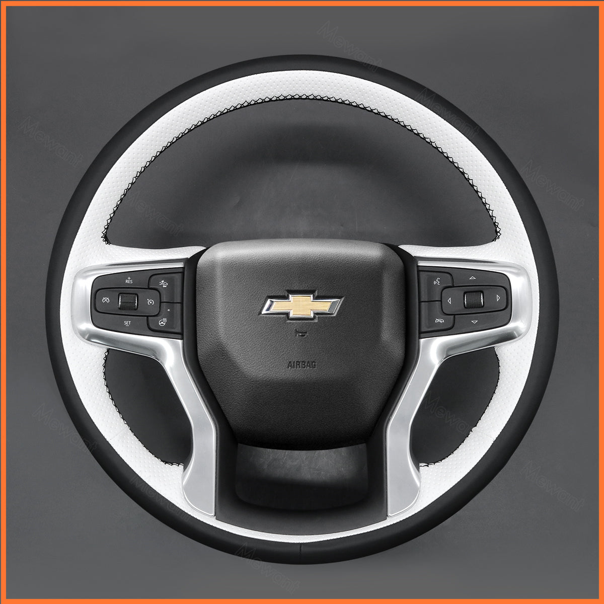 MEWANT Steering Wheel Cover for Chevrolet (Chevy) Silverado 2019-2024 / Blazer 2021-2025 / Suburban 2021-2023 / Tahoe 2021-2024