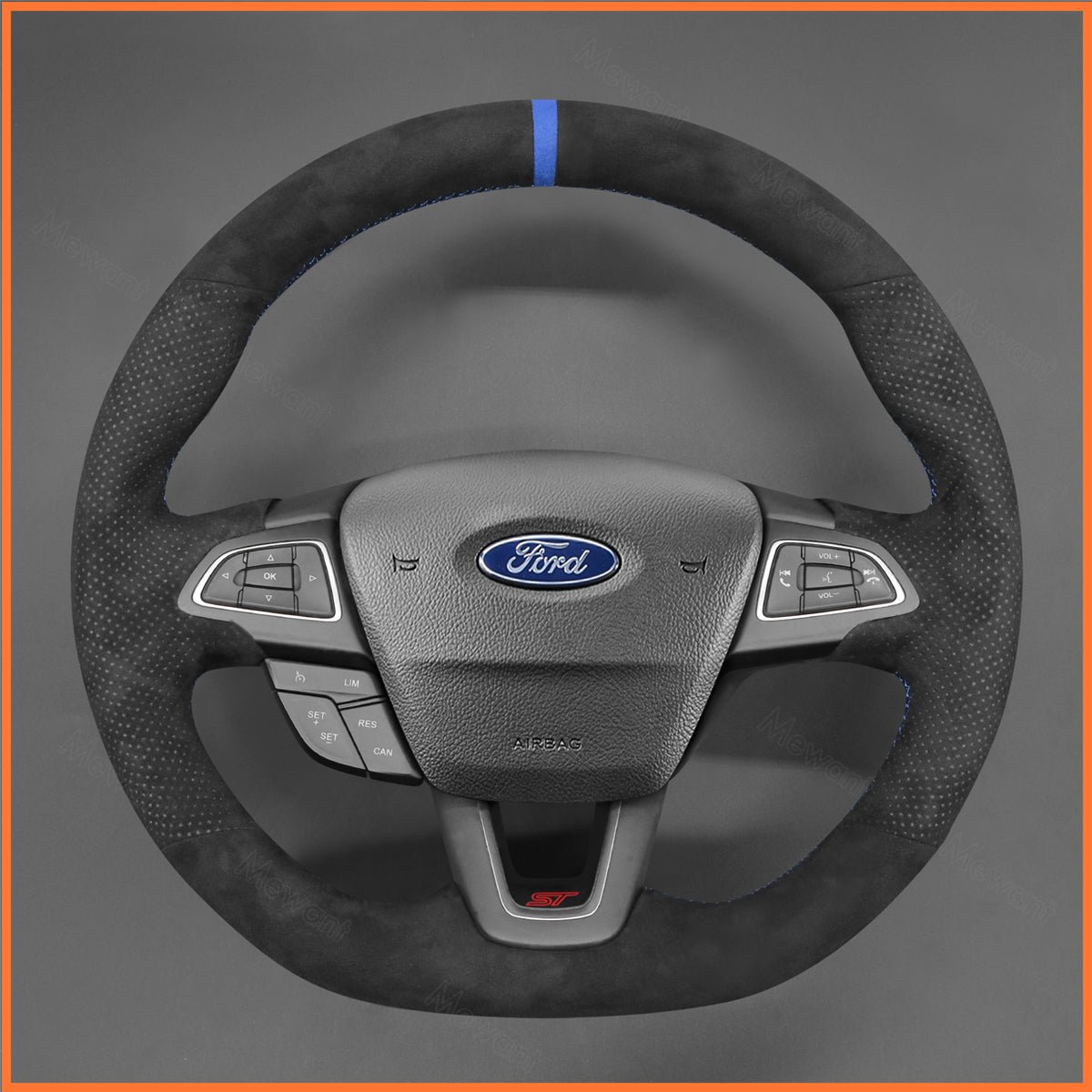 MEWANT Lenkradbezug für Ford Focus ST-Line  / Focus ST / Focus RS  / Ecosport ST-Line  / Kuga ST-Line