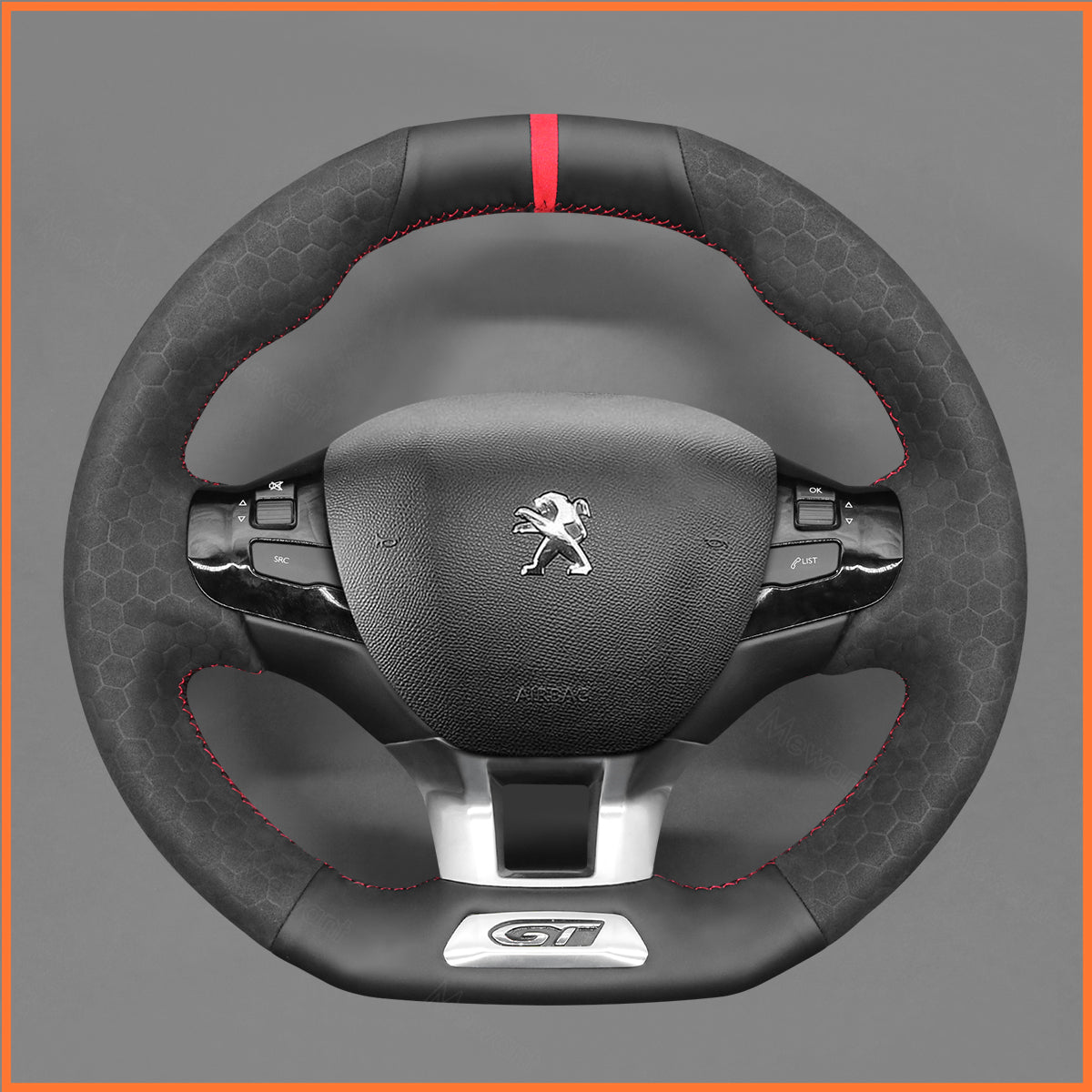 MEWANT Lenkradbezug für Peugeot 208 (GTi/GT Line/GT) / 308 (GT/GTi/GT Line) / 308 SW (GT/GT Line) / 2008 (GT Line) 2015-2019