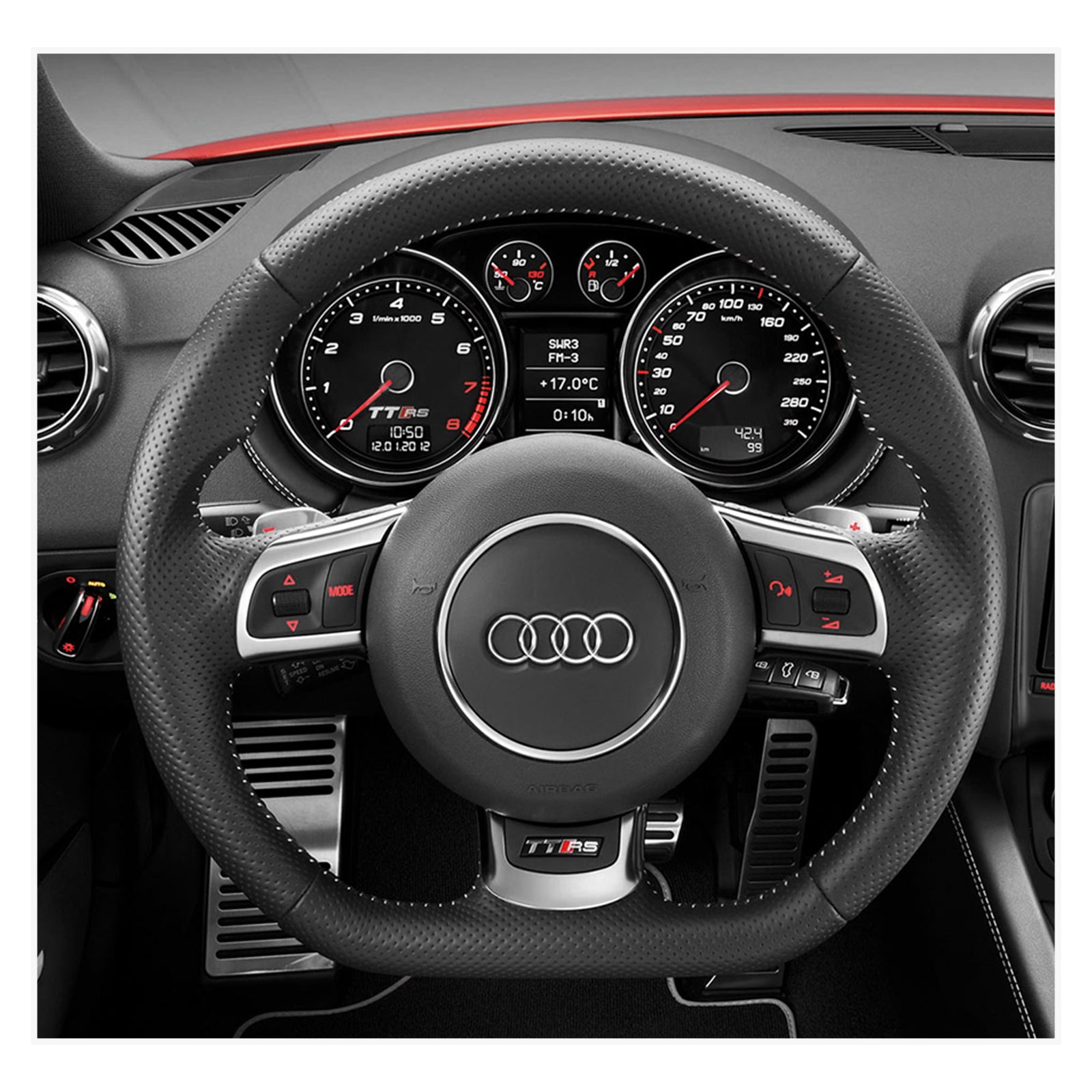 MEWANT steering wheel cover for Audi TT RS (8J) Coupe / Cabriolet 2009-2014 / R8 (42) Coupe / R8 Cabriolet 2010-2015 / RS 6 (C6) Saloon / RS 6 Avant 2008-2010