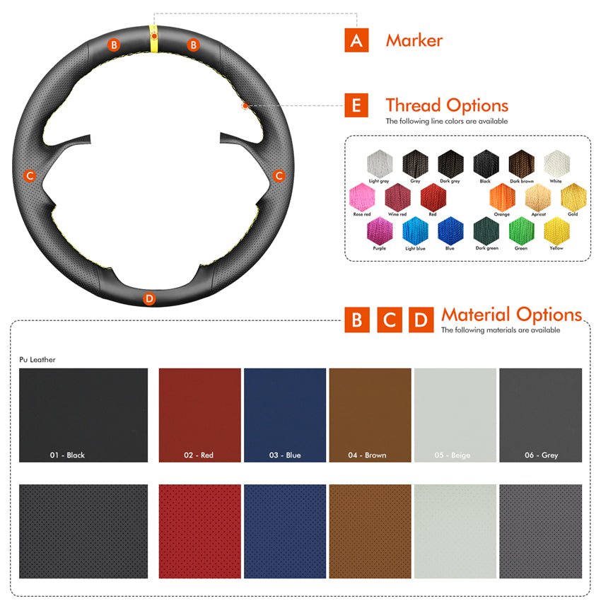 Lenkradbezug für Ford Focus III 2011 - 2014 / C - Max 2010 - 2015 / Grand C - Max 2010 - 2015 / Kuga 2012 - 2016 - Mewant.de