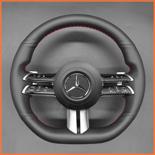 MEWANT Steering Wheel Cover for Benz AMG-Line AMG-Sport C-Class (W206) CLS-Class (C257) E-Class (W213) EQS (V297) S-Class (W223) 2021-2022